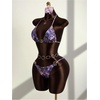 image:imageRoseSeek Womens 2 Piece Leopard Floral Bikini Sets Ring Triangle Halter Bathing Suit Tie Back SwimsuitMix Purple