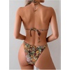 image:imageRoseSeek Womens 2 Piece Leopard Floral Bikini Sets Ring Triangle Halter Bathing Suit Tie Back SwimsuitMulticolor