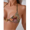 image:imageRoseSeek Womens 2 Piece Leopard Floral Bikini Sets Ring Triangle Halter Bathing Suit Tie Back SwimsuitMulticolor