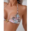 image:imageRoseSeek Womens 2 Piece Leopard Floral Bikini Sets Ring Triangle Halter Bathing Suit Tie Back SwimsuitMulticoloured