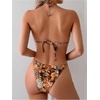 image:imageRoseSeek Womens 2 Piece Leopard Floral Bikini Sets Ring Triangle Halter Bathing Suit Tie Back SwimsuitOrange