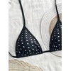 image:imageRoseSeek Womens 2 Piece Leopard Ruffle Bikini Sets Triangle Halter Y2k Swimsuit Contrast Trim Bathing SuitBlack and White