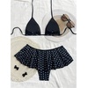 image:imageRoseSeek Womens 2 Piece Leopard Ruffle Bikini Sets Triangle Halter Y2k Swimsuit Contrast Trim Bathing SuitBlack and White