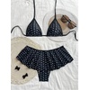 image:imageRoseSeek Womens 2 Piece Leopard Ruffle Bikini Sets Triangle Halter Y2k Swimsuit Contrast Trim Bathing SuitBlack and White