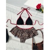 image:imageRoseSeek Womens 2 Piece Leopard Ruffle Bikini Sets Triangle Halter Y2k Swimsuit Contrast Trim Bathing SuitMulticolor