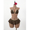 image:imageRoseSeek Womens 2 Piece Leopard Ruffle Bikini Sets Triangle Halter Y2k Swimsuit Contrast Trim Bathing SuitMulticolor Brown