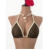 image:imageRoseSeek Womens 2 Piece Leopard Ruffle Bikini Sets Triangle Halter Y2k Swimsuit Contrast Trim Bathing SuitMulticolor Brown