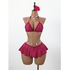 image:imageRoseSeek Womens 2 Piece Leopard Ruffle Bikini Sets Triangle Halter Y2k Swimsuit Contrast Trim Bathing SuitRed