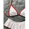 image:imageRoseSeek Womens 2 Piece Leopard Ruffle Bikini Sets Triangle Halter Y2k Swimsuit Contrast Trim Bathing SuitRed and White
