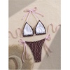 image:imageRoseSeek Womens 2 Piece Polka Dots Bikini Sets High Waisted Triangle Halter String Thong SwimsuitBrown and Pink