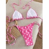 image:imageRoseSeek Womens 2 Piece Polka Dots Bikini Sets High Waisted Triangle Halter String Thong SwimsuitHot Pink