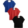 image:imageRoseSeek Womens 3 Packs Open Back Tops T Shirt Criss Cross Cut Out Tee Short Sleeve Crewneck Summer Backless TopsBlack Blue Red