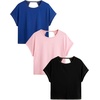 image:imageRoseSeek Womens 3 Packs Open Back Tops T Shirt Criss Cross Cut Out Tee Short Sleeve Crewneck Summer Backless TopsBlack Multicolor