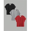 image:imageRoseSeek Womens 3 Packs Open Back Tops T Shirt Criss Cross Cut Out Tee Short Sleeve Crewneck Summer Backless TopsBlack Red Grey