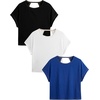 image:imageRoseSeek Womens 3 Packs Open Back Tops T Shirt Criss Cross Cut Out Tee Short Sleeve Crewneck Summer Backless TopsBlack White Blue