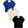 image:imageRoseSeek Womens 3 Packs Open Back Tops T Shirt Criss Cross Cut Out Tee Short Sleeve Crewneck Summer Backless TopsBlue Beige Black