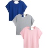 image:imageRoseSeek Womens 3 Packs Open Back Tops T Shirt Criss Cross Cut Out Tee Short Sleeve Crewneck Summer Backless TopsBlue Pink Grey