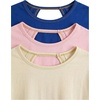image:imageRoseSeek Womens 3 Packs Open Back Tops T Shirt Criss Cross Cut Out Tee Short Sleeve Crewneck Summer Backless TopsBlue Pink White