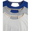 image:imageRoseSeek Womens 3 Packs Open Back Tops T Shirt Criss Cross Cut Out Tee Short Sleeve Crewneck Summer Backless TopsBlue White Grey