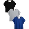 image:imageRoseSeek Womens 3 Packs Open Back Tops T Shirt Criss Cross Cut Out Tee Short Sleeve Crewneck Summer Backless TopsGrey Blue Black