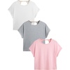 image:imageRoseSeek Womens 3 Packs Open Back Tops T Shirt Criss Cross Cut Out Tee Short Sleeve Crewneck Summer Backless TopsPink Grey White
