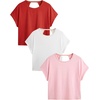 image:imageRoseSeek Womens 3 Packs Open Back Tops T Shirt Criss Cross Cut Out Tee Short Sleeve Crewneck Summer Backless TopsPink Multicolor