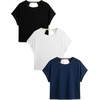 image:imageRoseSeek Womens 3 Packs Open Back Tops T Shirt Criss Cross Cut Out Tee Short Sleeve Crewneck Summer Backless TopsWhite Blue Black