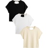 image:imageRoseSeek Womens 3 Packs Open Back Tops T Shirt Criss Cross Cut Out Tee Short Sleeve Crewneck Summer Backless TopsWhite Multicolor