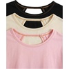 image:imageRoseSeek Womens 3 Packs Open Back Tops T Shirt Criss Cross Cut Out Tee Short Sleeve Crewneck Summer Backless TopsWhite Pink Black