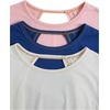 image:imageRoseSeek Womens 3 Packs Open Back Tops T Shirt Criss Cross Cut Out Tee Short Sleeve Crewneck Summer Backless TopsWhite Pink Blue