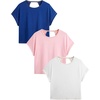 image:imageRoseSeek Womens 3 Packs Open Back Tops T Shirt Criss Cross Cut Out Tee Short Sleeve Crewneck Summer Backless TopsWhite Pink Blue