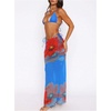 image:imageRoseSeek Womens 3 Piece Floral Cheeky Bikini Sets Halter String Swimsuit with Mesh Beach Cover Up SkirtBlue