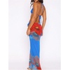 image:imageRoseSeek Womens 3 Piece Floral Cheeky Bikini Sets Halter String Swimsuit with Mesh Beach Cover Up SkirtBlue