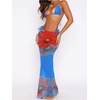 image:imageRoseSeek Womens 3 Piece Floral Cheeky Bikini Sets Halter String Swimsuit with Mesh Beach Cover Up SkirtBlue