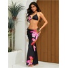 image:imageRoseSeek Womens 3 Piece Floral Swimsuit Halter Triangle String Bikini with Bodycon Beach Skirts Cover UpBlack