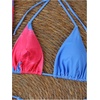 image:imageRoseSeek Womens 3 Piece Floral Swimsuit Halter Triangle String Bikini with Bodycon Beach Skirts Cover UpBlue and Pink