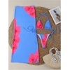 image:imageRoseSeek Womens 3 Piece Floral Swimsuit Halter Triangle String Bikini with Bodycon Beach Skirts Cover UpBlue and Pink