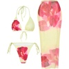 image:imageRoseSeek Womens 3 Piece Floral Swimsuit Halter Triangle String Bikini with Bodycon Beach Skirts Cover UpChampagne