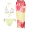 image:imageRoseSeek Womens 3 Piece Floral Swimsuit Halter Triangle String Bikini with Bodycon Beach Skirts Cover UpChampagne