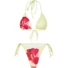 image:imageRoseSeek Womens 3 Piece Floral Swimsuit Halter Triangle String Bikini with Bodycon Beach Skirts Cover UpChampagne