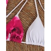 image:imageRoseSeek Womens 3 Piece Floral Swimsuit Halter Triangle String Bikini with Bodycon Beach Skirts Cover UpWhite and Red