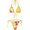 image:imageRoseSeek Womens 3 Piece Floral Swimsuit Halter Triangle String Bikini with Bodycon Beach Skirts Cover UpYellow and Pink