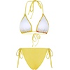 image:imageRoseSeek Womens 3 Piece Floral Swimsuit Halter Triangle String Bikini with Bodycon Beach Skirts Cover UpYellow and Pink