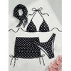 image:imageRoseSeek Womens 4 Piece Swimsuits Floral Cheetah Bikini Sets Bathing Suit with Mesh Cover Up Skirt amp BandanaBlack