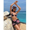 image:imageRoseSeek Womens 4 Piece Swimsuits Floral Cheetah Bikini Sets Bathing Suit with Mesh Cover Up Skirt amp BandanaFloral Black