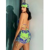 image:imageRoseSeek Womens 4 Piece Swimsuits Floral Cheetah Bikini Sets Bathing Suit with Mesh Cover Up Skirt amp BandanaMulticolor