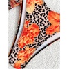 image:imageRoseSeek Womens 4 Piece Swimsuits Floral Cheetah Bikini Sets Bathing Suit with Mesh Cover Up Skirt amp BandanaMulticolor Orange