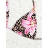 image:imageRoseSeek Womens 4 Piece Swimsuits Floral Cheetah Bikini Sets Bathing Suit with Mesh Cover Up Skirt amp BandanaMulticolor Pink