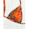 image:imageRoseSeek Womens 4 Piece Swimsuits Floral Cheetah Bikini Sets Bathing Suit with Mesh Cover Up Skirt amp BandanaOrange Cheetah