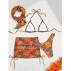 image:imageRoseSeek Womens 4 Piece Swimsuits Floral Cheetah Bikini Sets Bathing Suit with Mesh Cover Up Skirt amp BandanaOrange Cheetah